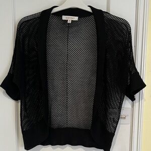 Ellen Tracy Black Mesh Knit Shrug
